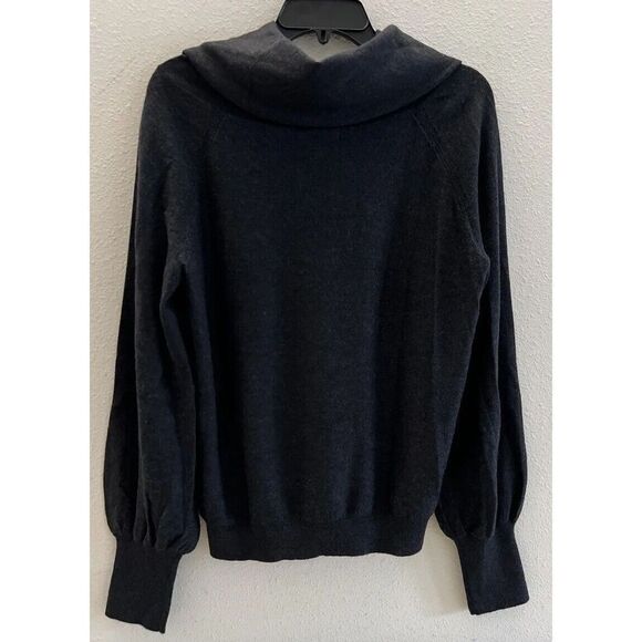 Anthropologie Wool Women Sz L Jolene Cowl Neck Pullover Sweater Dark Gray - Picture 8 of 10